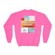 Youth Crewneck Sweatshirt — Inspirational Quote & Funny Kids’ Skeleton Joke Print