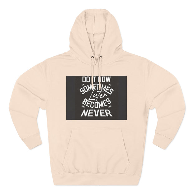 Do It Now Hoodie — Motivational Three-Panel Fleece Hoodie ("Do It Now, Sometimes Later Becomes Never")