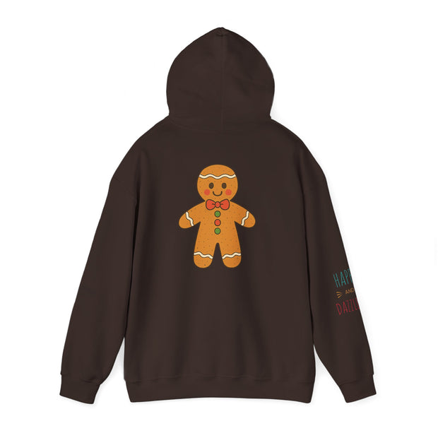 Gingerbread Holiday Hoodie — Scenic Quote Front & Festive Back