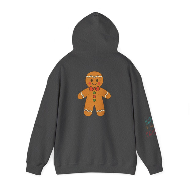 Gingerbread Holiday Hoodie — Scenic Quote Front & Festive Back