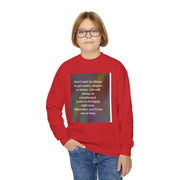 Youth Crewneck Sweatshirt — Inspirational Quote & Funny Kids’ Skeleton Joke Print