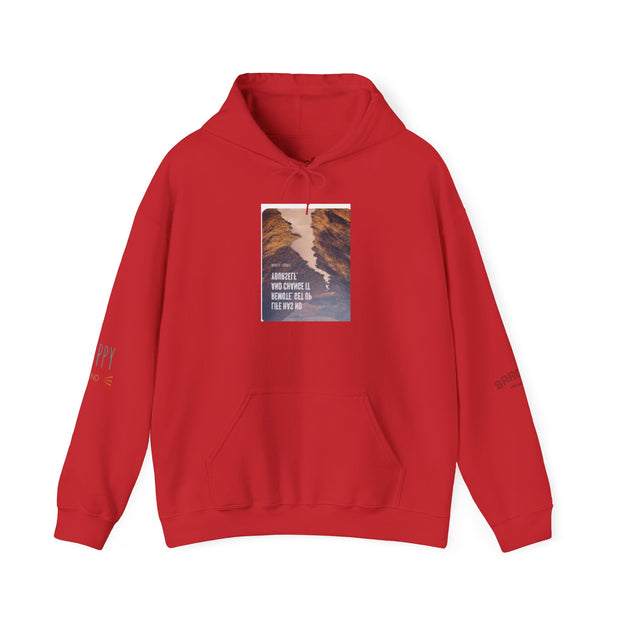 Gingerbread Holiday Hoodie — Scenic Quote Front & Festive Back