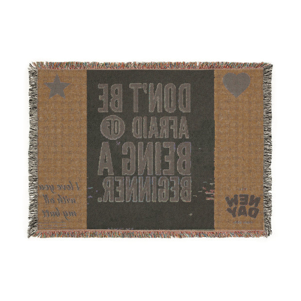 Inspirational Woven Blanket — “Don’t Be Afraid of Being a Beginner” Cozy Throw for Motivation & Gifts
