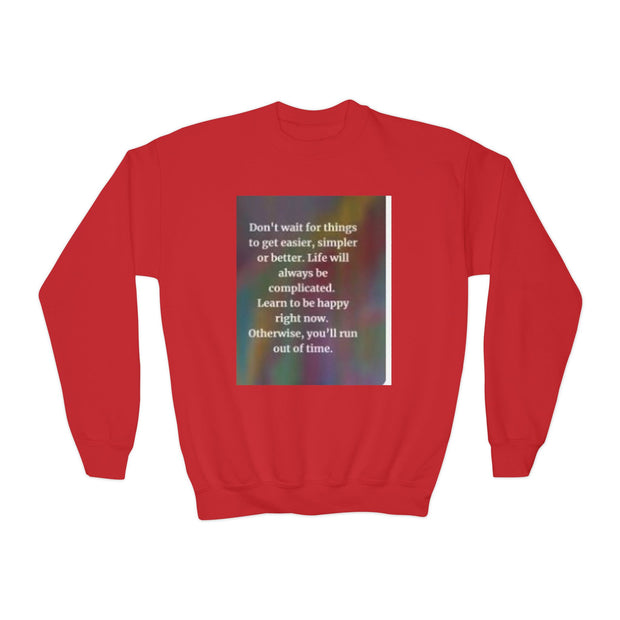 Youth Crewneck Sweatshirt — Inspirational Quote & Funny Kids’ Skeleton Joke Print