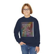 Youth Crewneck Sweatshirt — Inspirational Quote & Funny Kids’ Skeleton Joke Print