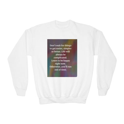 Youth Crewneck Sweatshirt — Inspirational Quote & Funny Kids’ Skeleton Joke Print