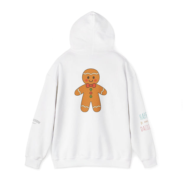 Gingerbread Holiday Hoodie — Scenic Quote Front & Festive Back