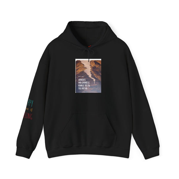 Gingerbread Holiday Hoodie — Scenic Quote Front & Festive Back