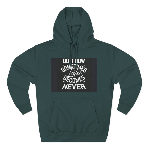 Do It Now Hoodie — Motivational Three-Panel Fleece Hoodie ("Do It Now, Sometimes Later Becomes Never")