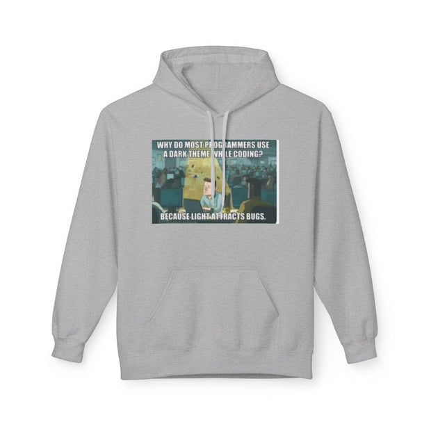 Minecraft Meme Hoodie — “Why Do Most Programmers Use Dark Themes? Because Light Attracts Bugs.”