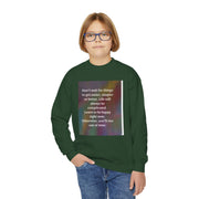 Youth Crewneck Sweatshirt — Inspirational Quote & Funny Kids’ Skeleton Joke Print