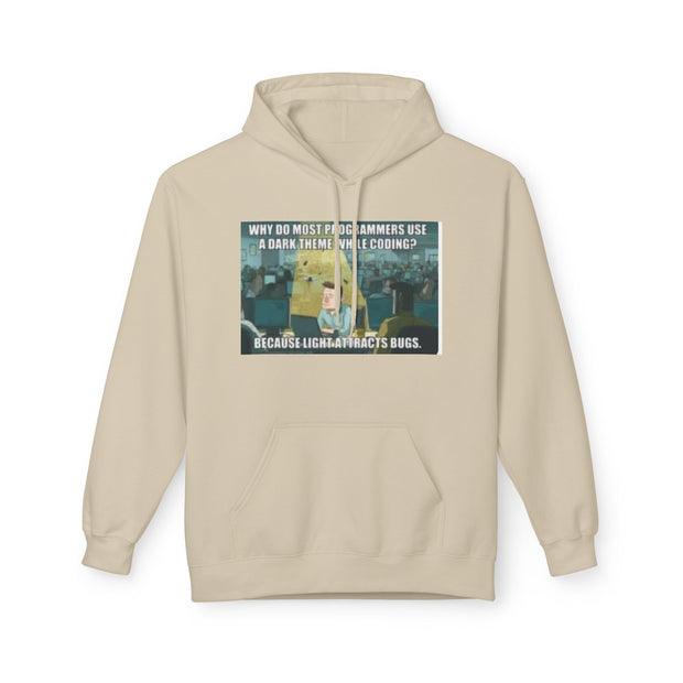Minecraft Meme Hoodie — “Why Do Most Programmers Use Dark Themes? Because Light Attracts Bugs.”