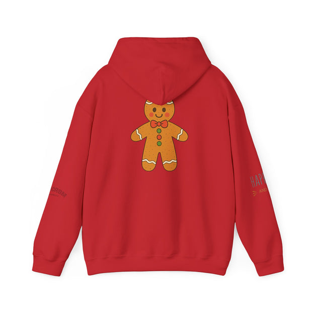 Gingerbread Holiday Hoodie — Scenic Quote Front & Festive Back