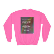 Youth Crewneck Sweatshirt — Inspirational Quote & Funny Kids’ Skeleton Joke Print