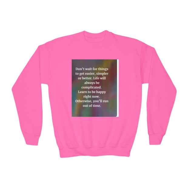 Youth Crewneck Sweatshirt — Inspirational Quote & Funny Kids’ Skeleton Joke Print