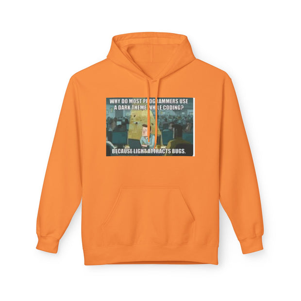 Minecraft Meme Hoodie — “Why Do Most Programmers Use Dark Themes? Because Light Attracts Bugs.”