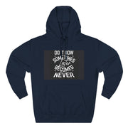 Do It Now Hoodie — Motivational Three-Panel Fleece Hoodie ("Do It Now, Sometimes Later Becomes Never")