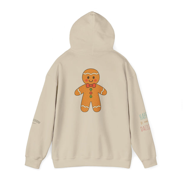 Gingerbread Holiday Hoodie — Scenic Quote Front & Festive Back