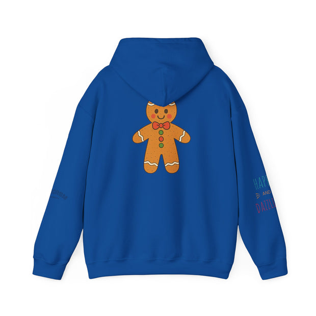 Gingerbread Holiday Hoodie — Scenic Quote Front & Festive Back